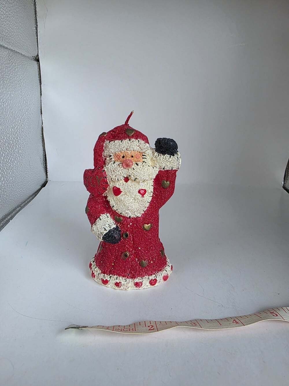Festive Santa Claus Christmas Candle Figurine - Glittery Holiday Décor